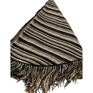 Filatess Multicolor Fringe Scarf 68"x18" Made in Italy Acrylic Nylon Wool Blend